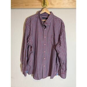 Men's Cremieux Red and Blue‎ Long Sleeve Button Down Shirt Size XXL